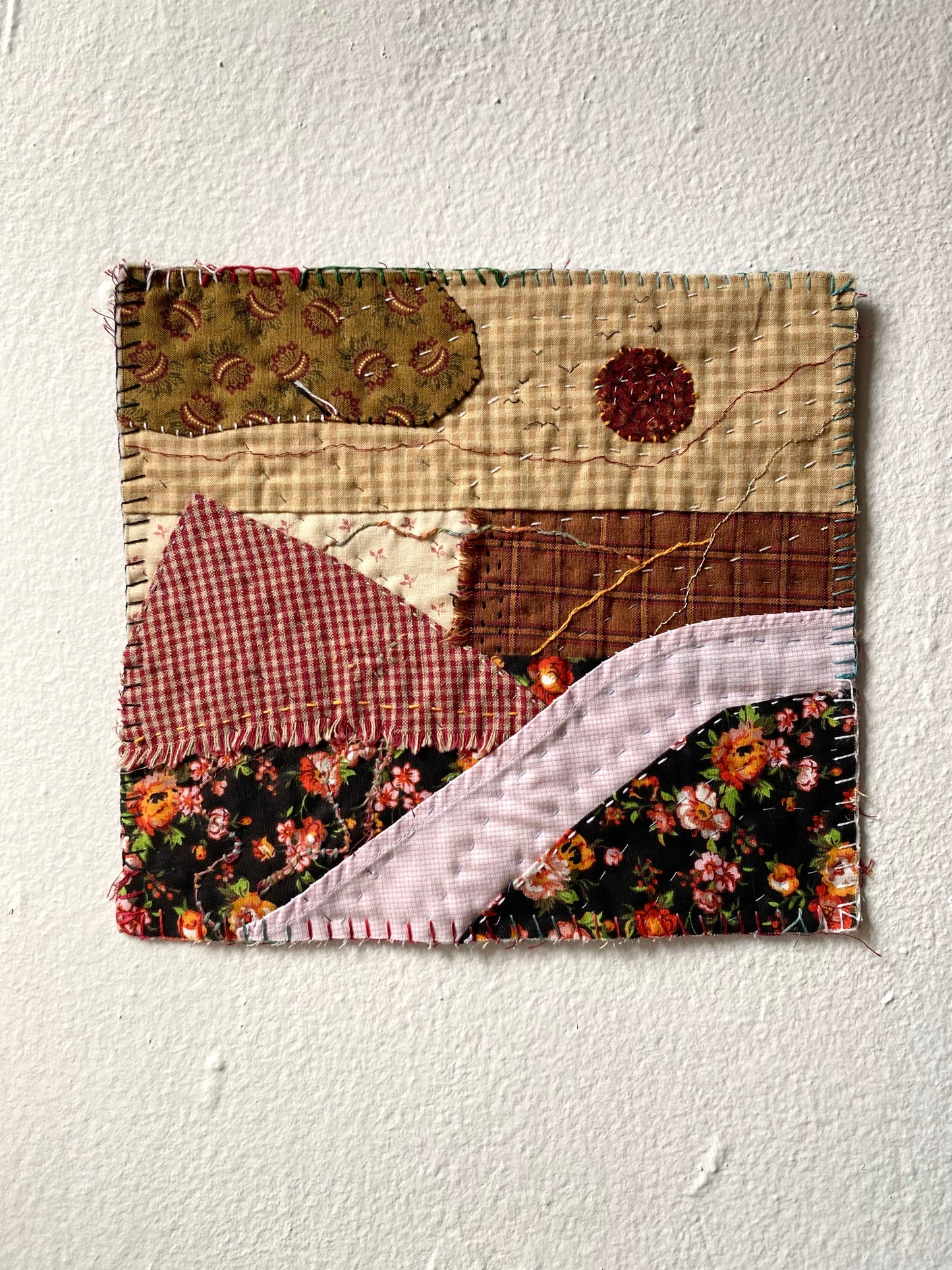 ‘Red Sun’s Embrace’ Mini Wall Quilt