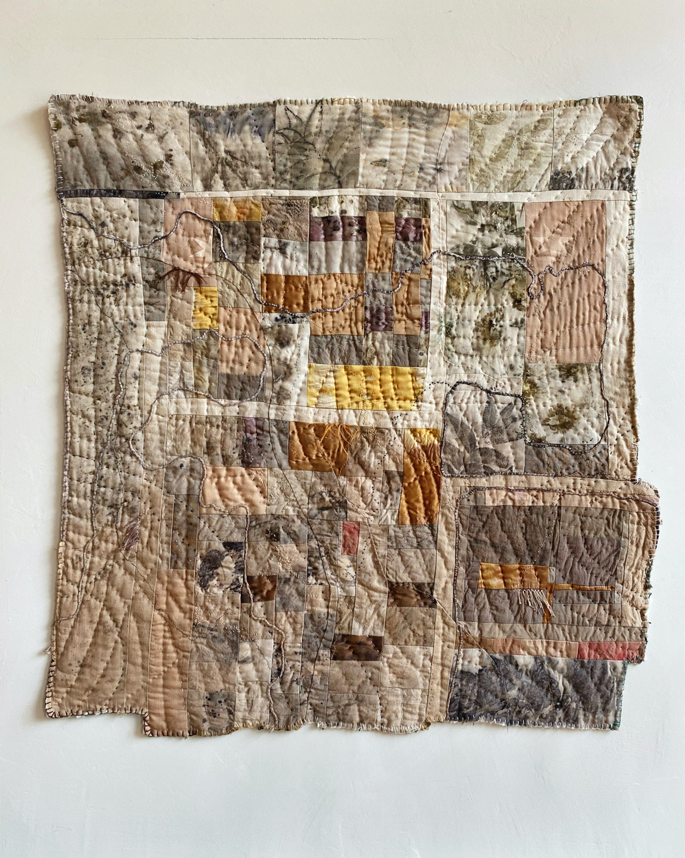 Handmade quilt, Naturally dyed, deals Botanically, Handstitched linen machine bound